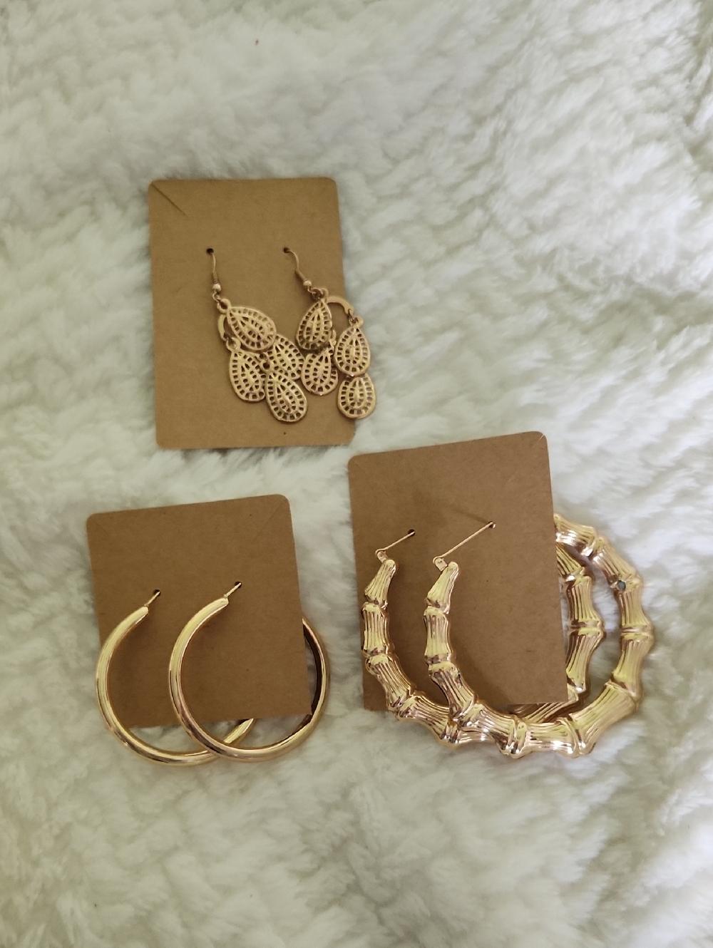 3 For 1 Gold Dangle & Hoop Earrings Bold Boho Vibe Women's Jewelry